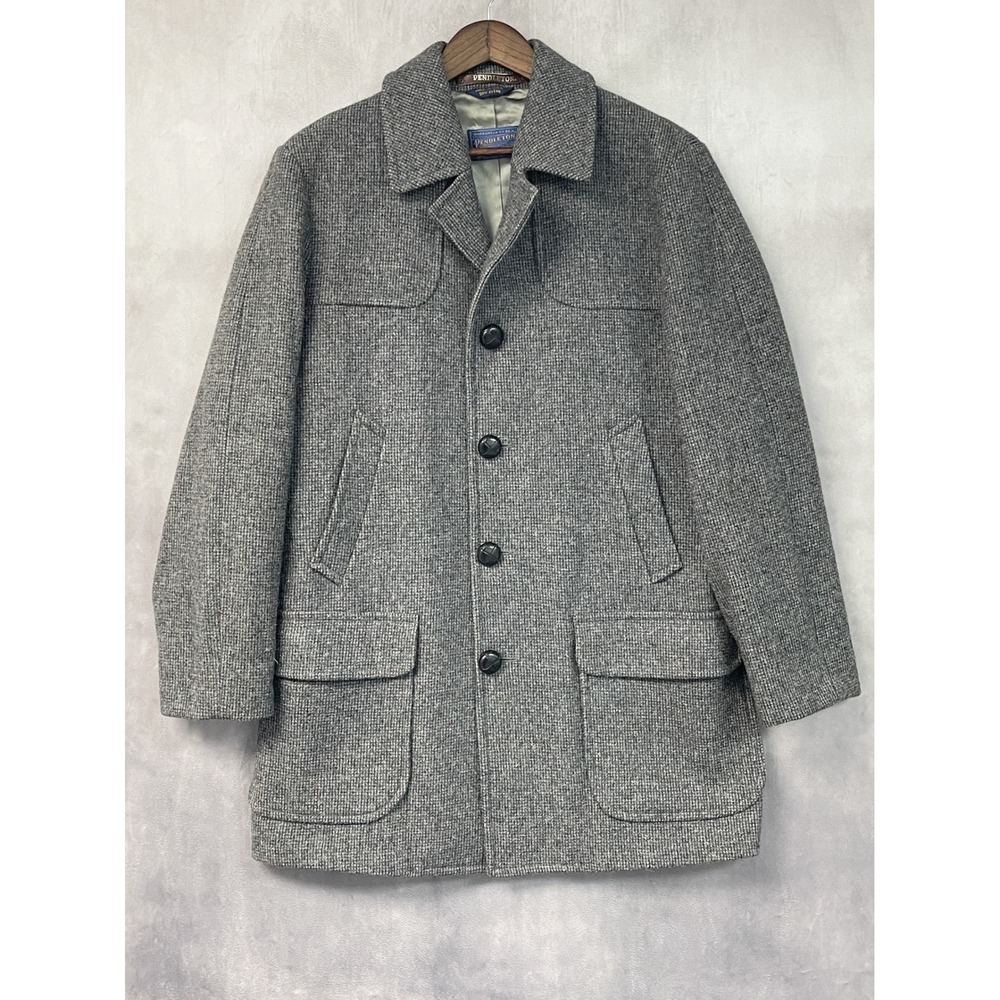 Vintage Pendleton Mens Wool Field Coat Large 42-44? Tweed Heavy Chore Hunting